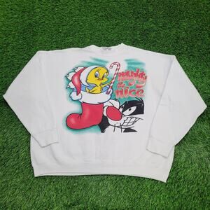 Vintage Looney-Tunes Christmas Sweatshirt Women 3XL 28x26 Tweety